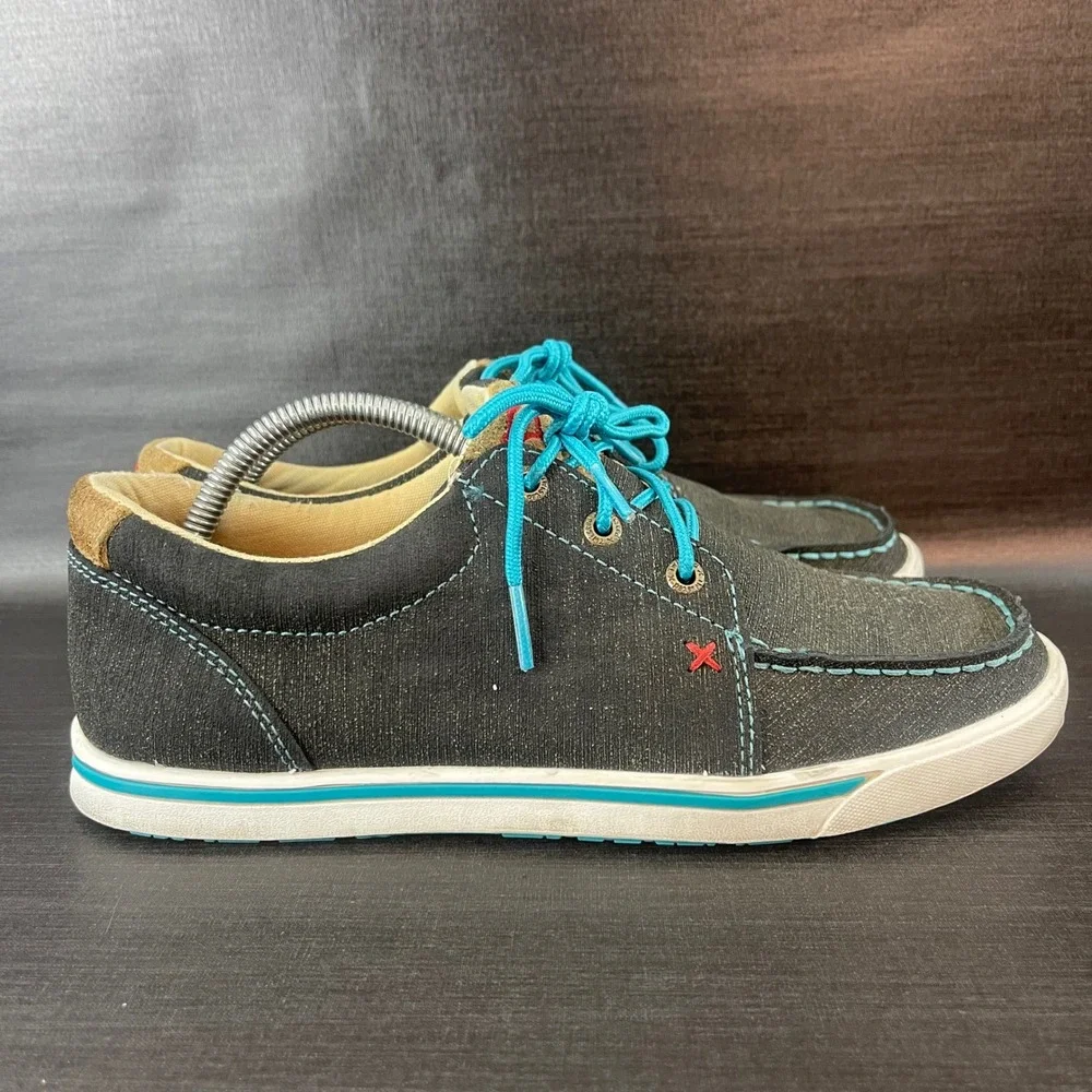 Twisted X Kicks Dura Womens size 7.5 Grey Turquoise Leather Lace Up Casual Shoes